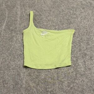 Nike Women's Neon Green One-Shoulder Crop Top